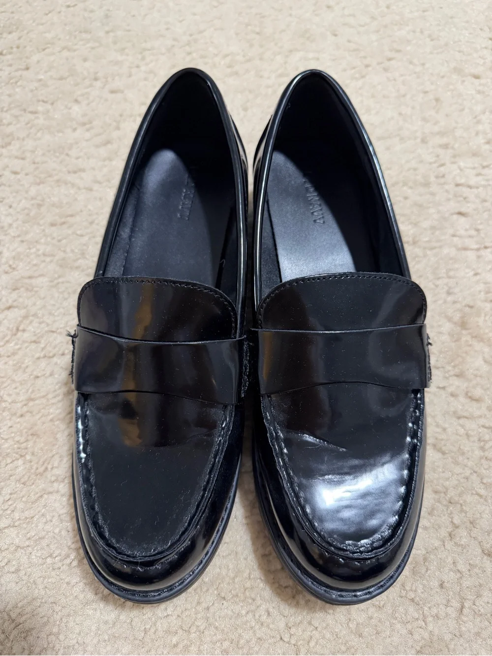 Women’s Black Leather Penny Loafers
